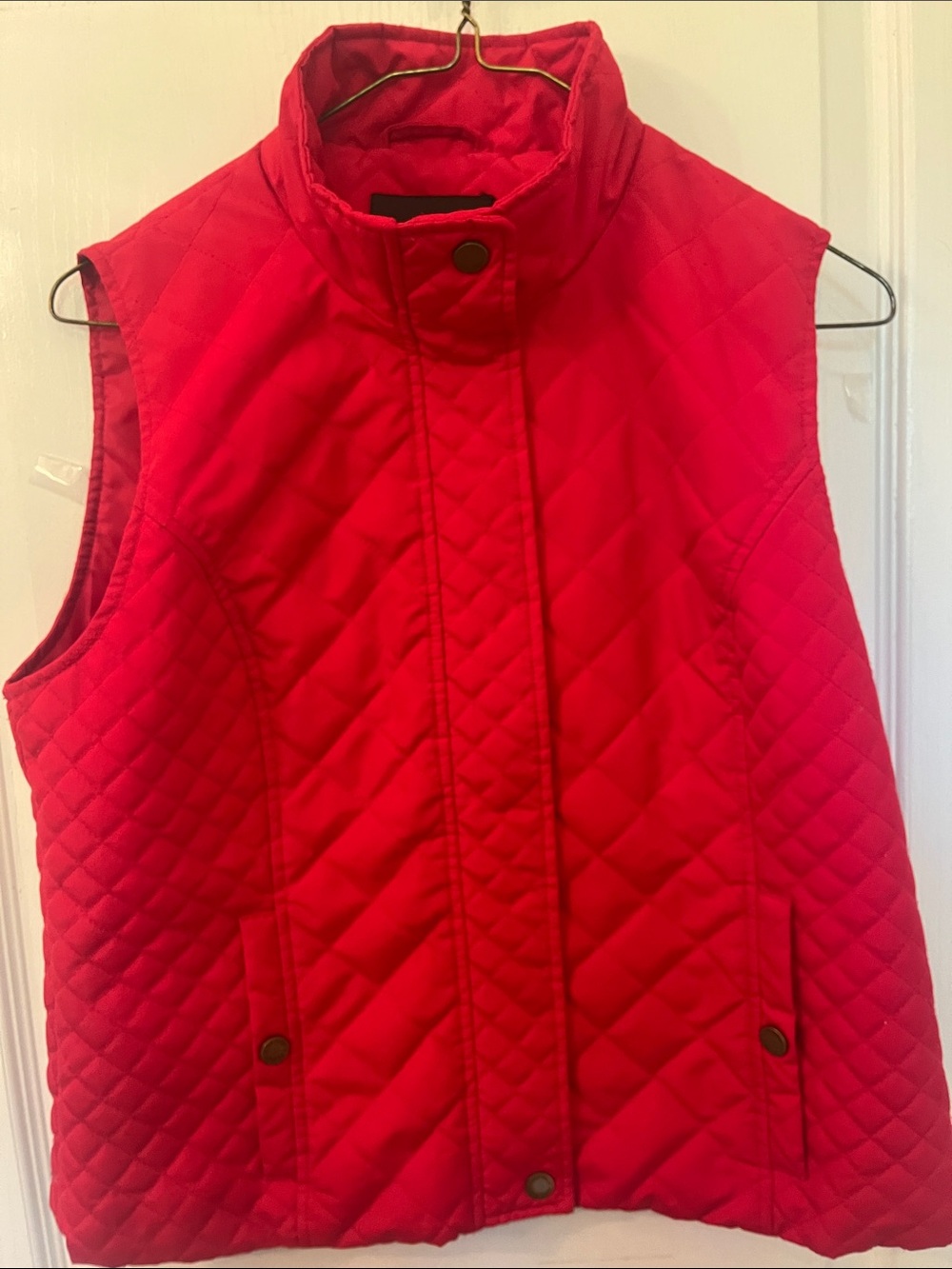 Nine West Quilted Red Sleeveless Puffer Vest